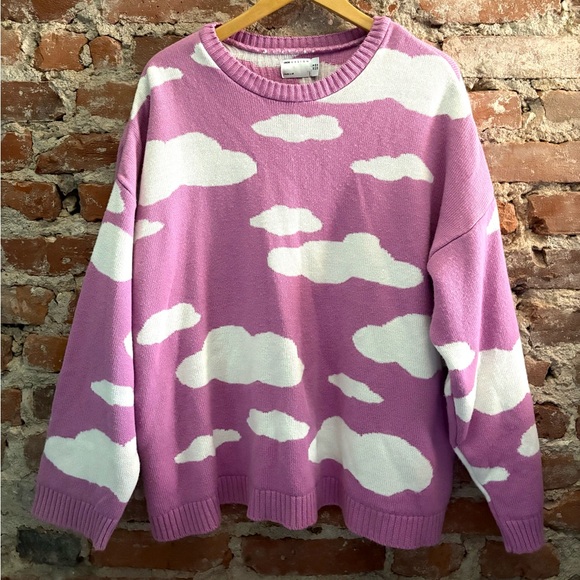 ASOS Purple Clouds Crewneck Oversize Sweater - Picture 1 of 3